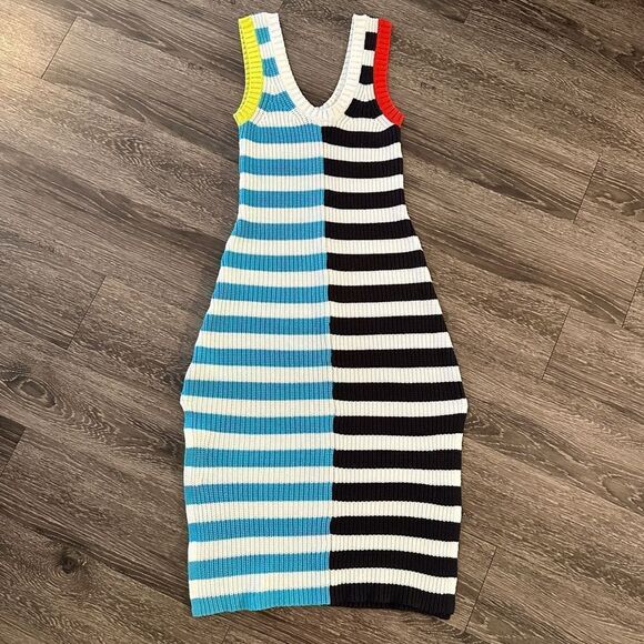 Staud Seashore Striped Knit Midi-Dress - Picture 1 of 7